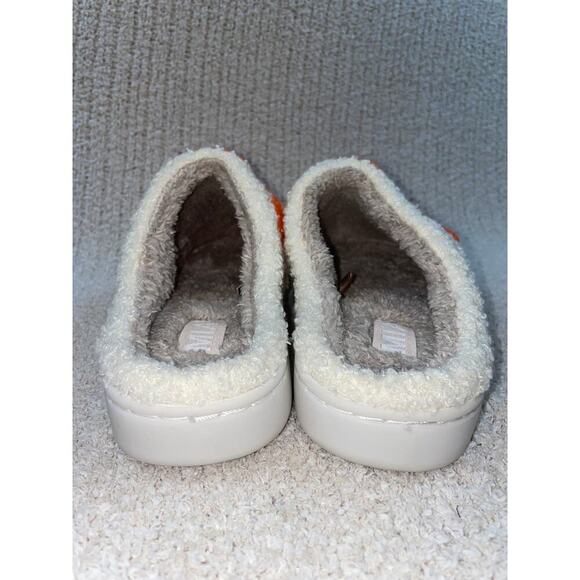 Mia Cozi Faux Fur Check Slide Slippers Women's Orange/Cream Size US7M EU38 - Picture 7 of 8